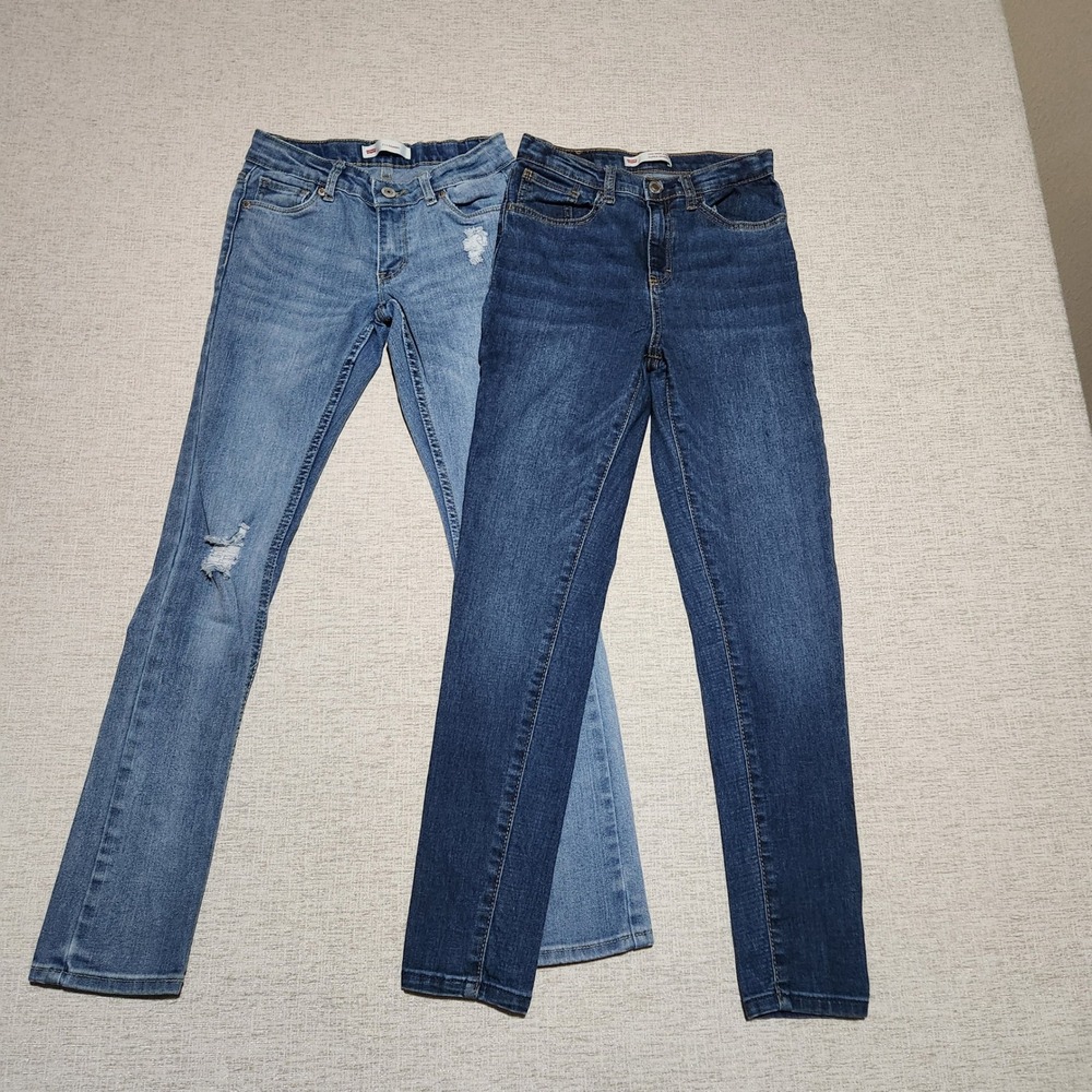 Levi's 711 & 720 Jeans Kids Size 12 Blue Skinny High Rise Bundle Distressed